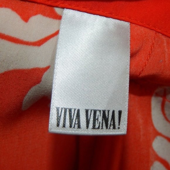 VIVA VENA Tropical Festival Orange Drawstring Loose Fit Pants Pleated Womens - 6 - Picture 5 of 5